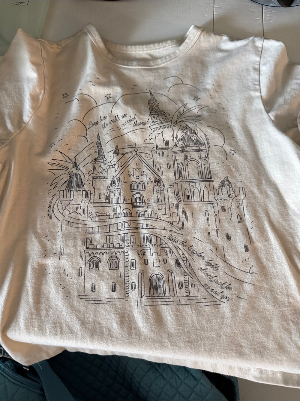 Taylor Swift White Short Sleeve Castle Graphic Tee